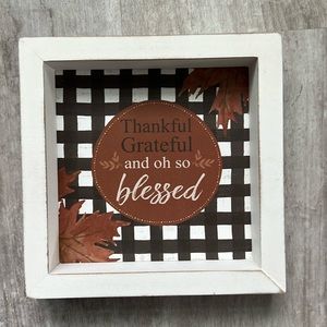 NWT Blossom Bucket wooden Thanksgiving shadow box